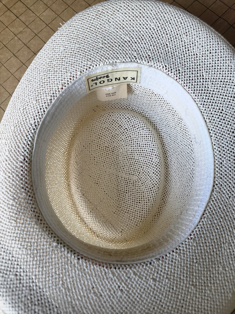 Kangol Design White Woven Sun Hat w/ Colorful Floral Band Vintage Collectible